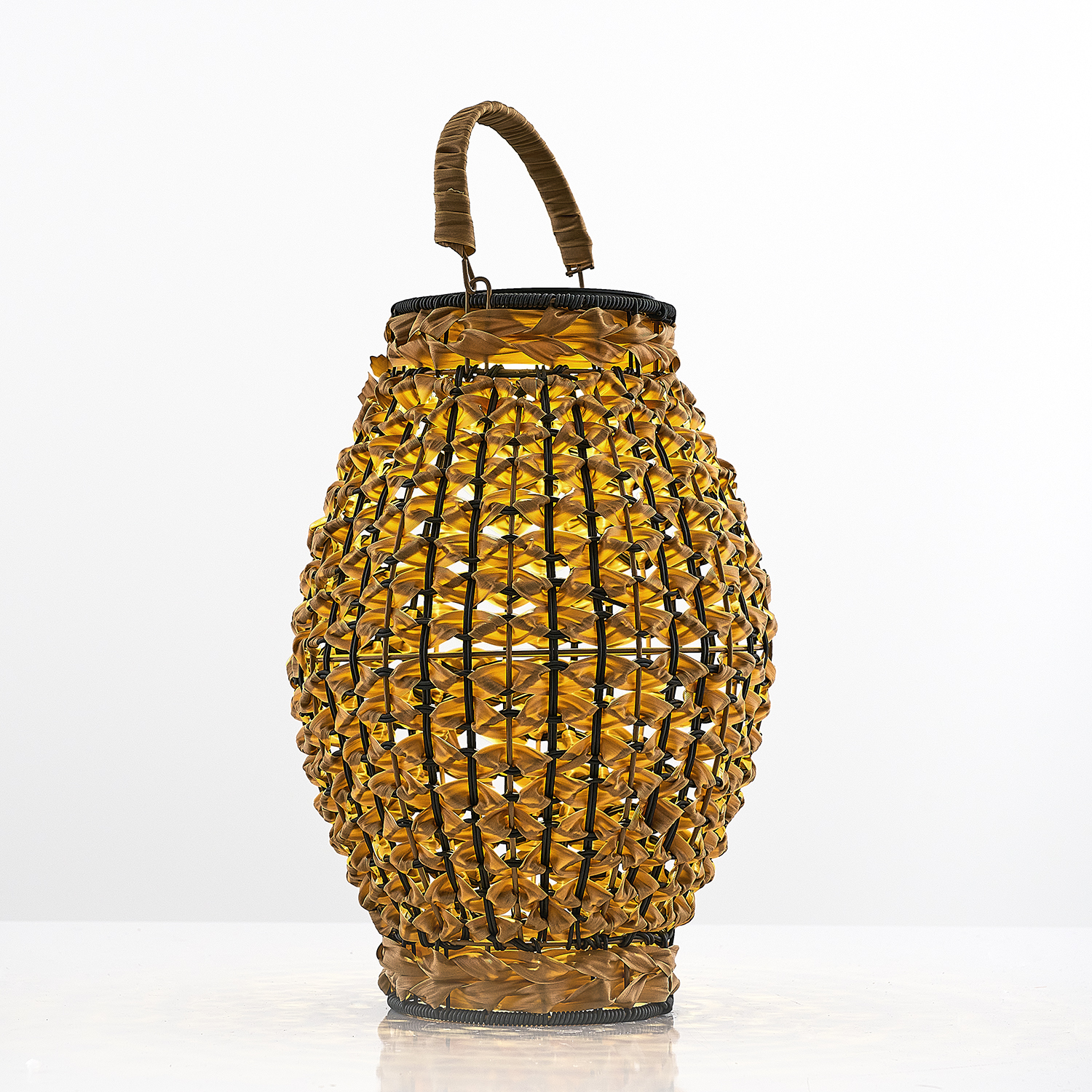Bambu Hasır LED Solar Bahçe Armatürü 29x43 cm