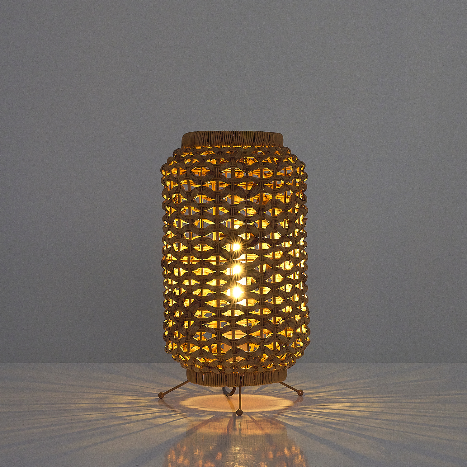 1 Kollu Bambu Hasır Avize 22x38 cm — görsel 3