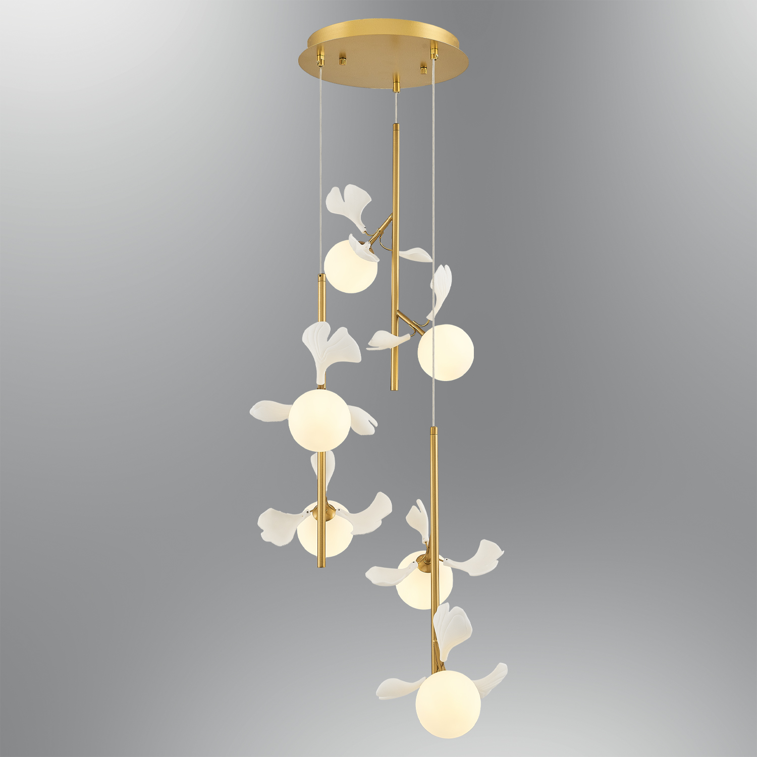 6 أذرع أوبال زجاج ثريا 40x160 cm 6 Kollu Opal Cam Avize 40x160 cm