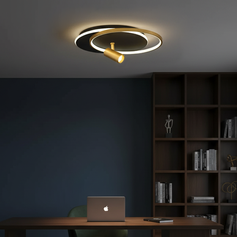 Beyaz-Siyah Akrilik LED Plafonyer 50x14 cm — görsel 4