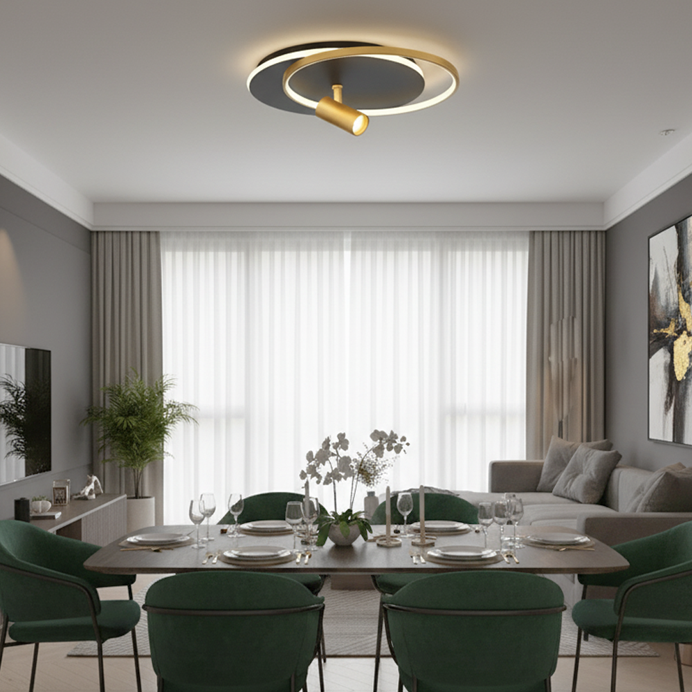 Beyaz-Siyah Akrilik LED Plafonyer 50x14 cm — görsel 8
