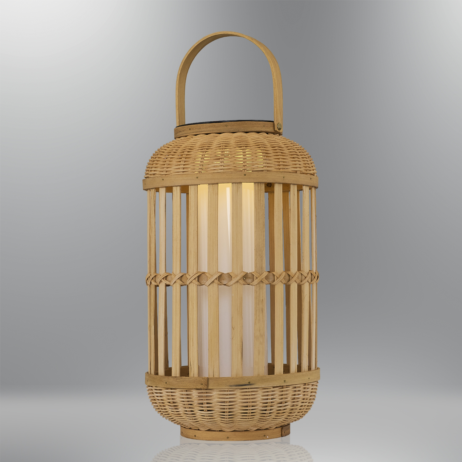 Bambu Hasır LED Solar Bahçe Armatürü 25x44 cm
