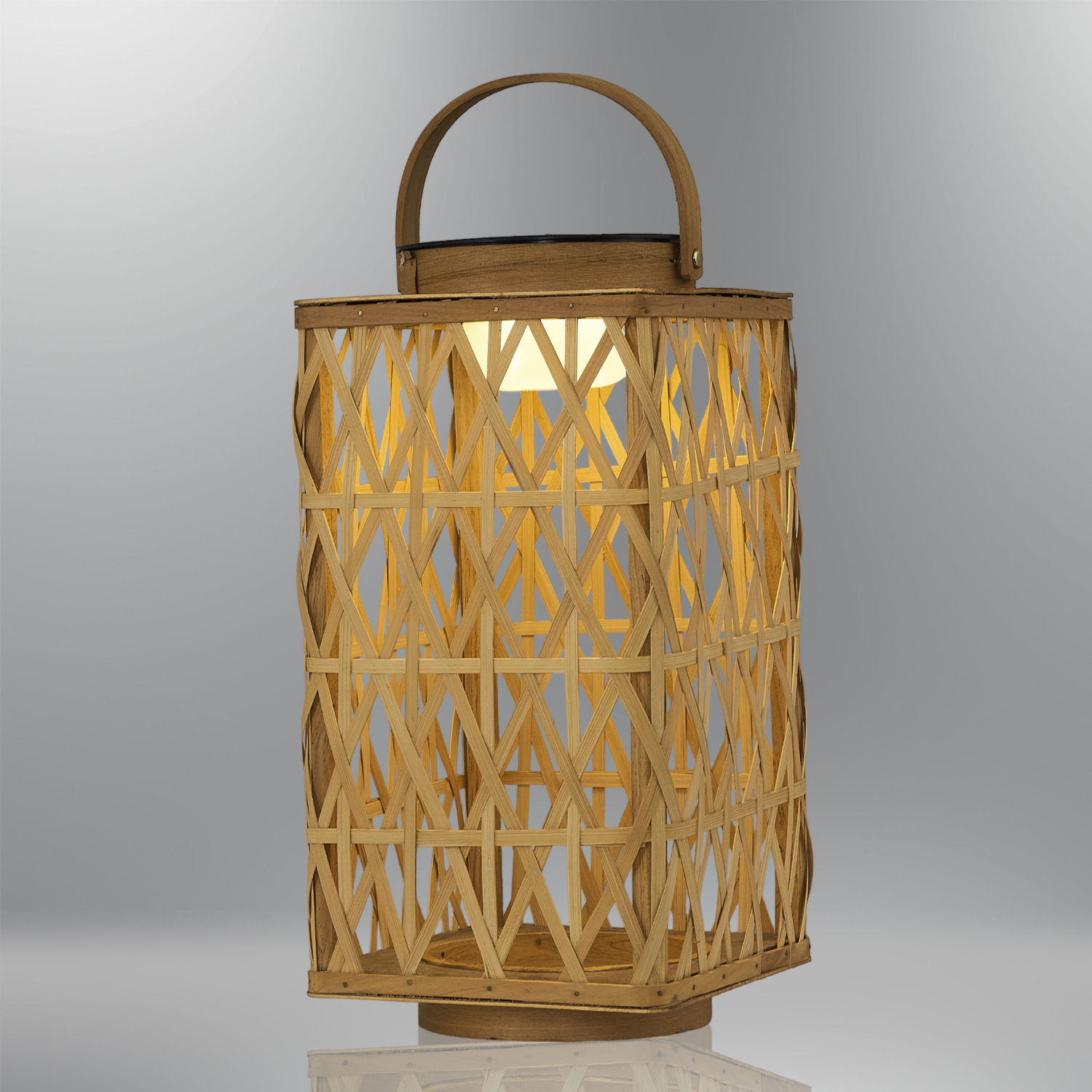 Bambu Hasır LED Solar Bahçe Armatürü 19x37 cm