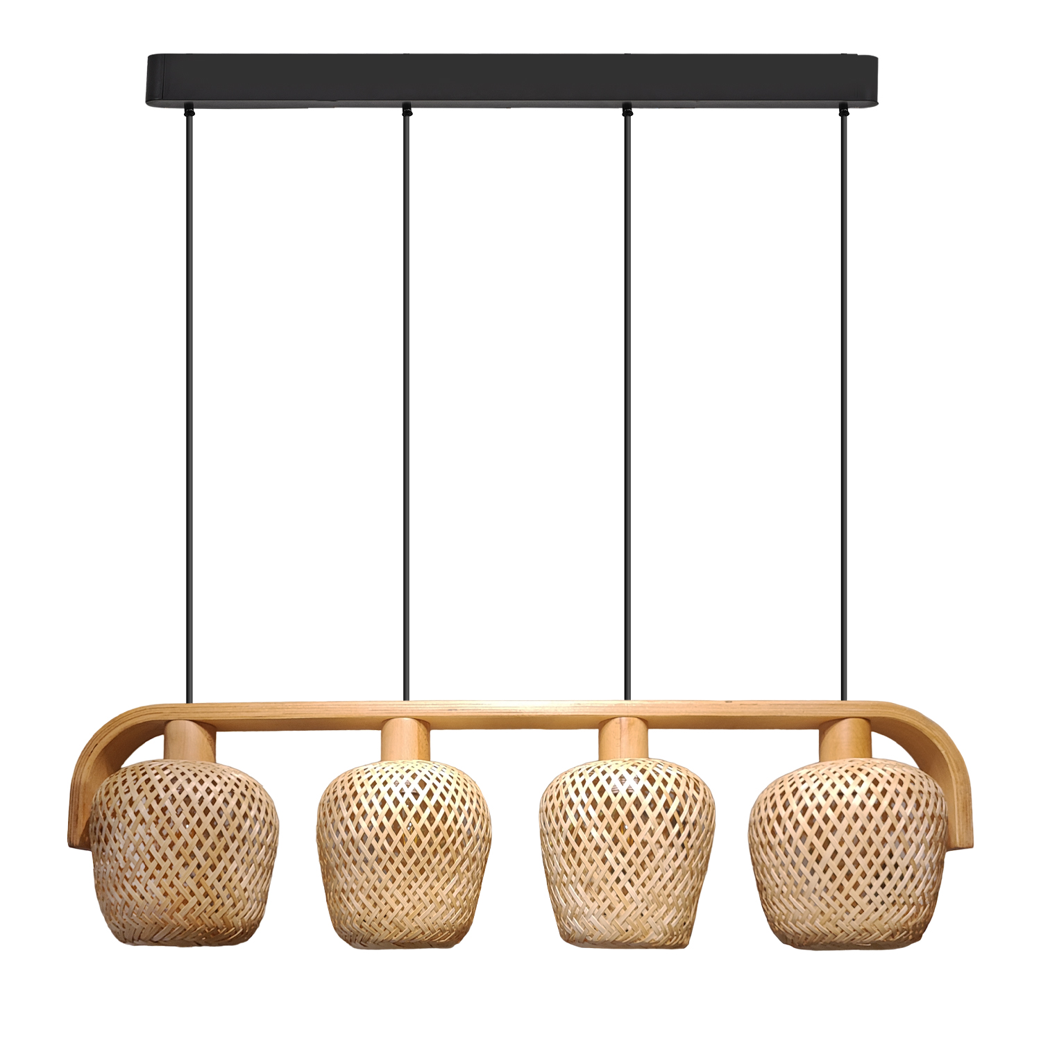 4 Kollu Bambu Ahşap Avize 97x120 cm — görsel 2