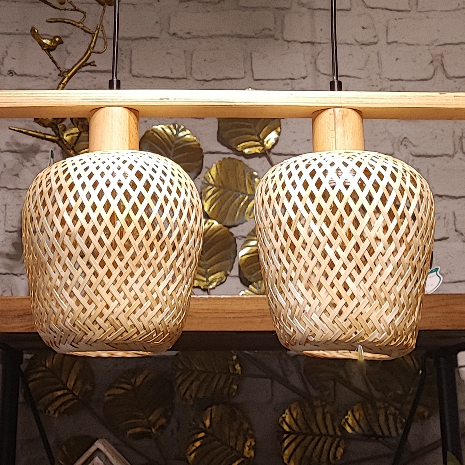 4 Kollu Bambu Ahşap Avize 97x120 cm — görsel 4