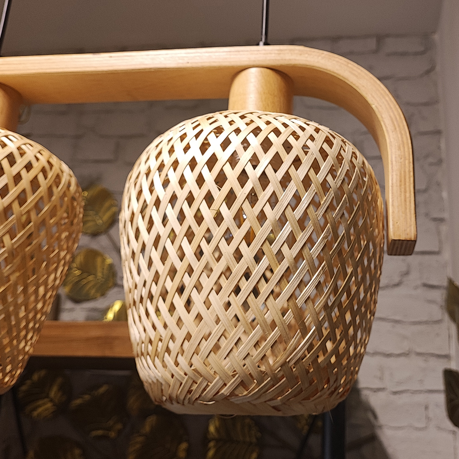 4 Kollu Bambu Ahşap Avize 97x120 cm — görsel 5
