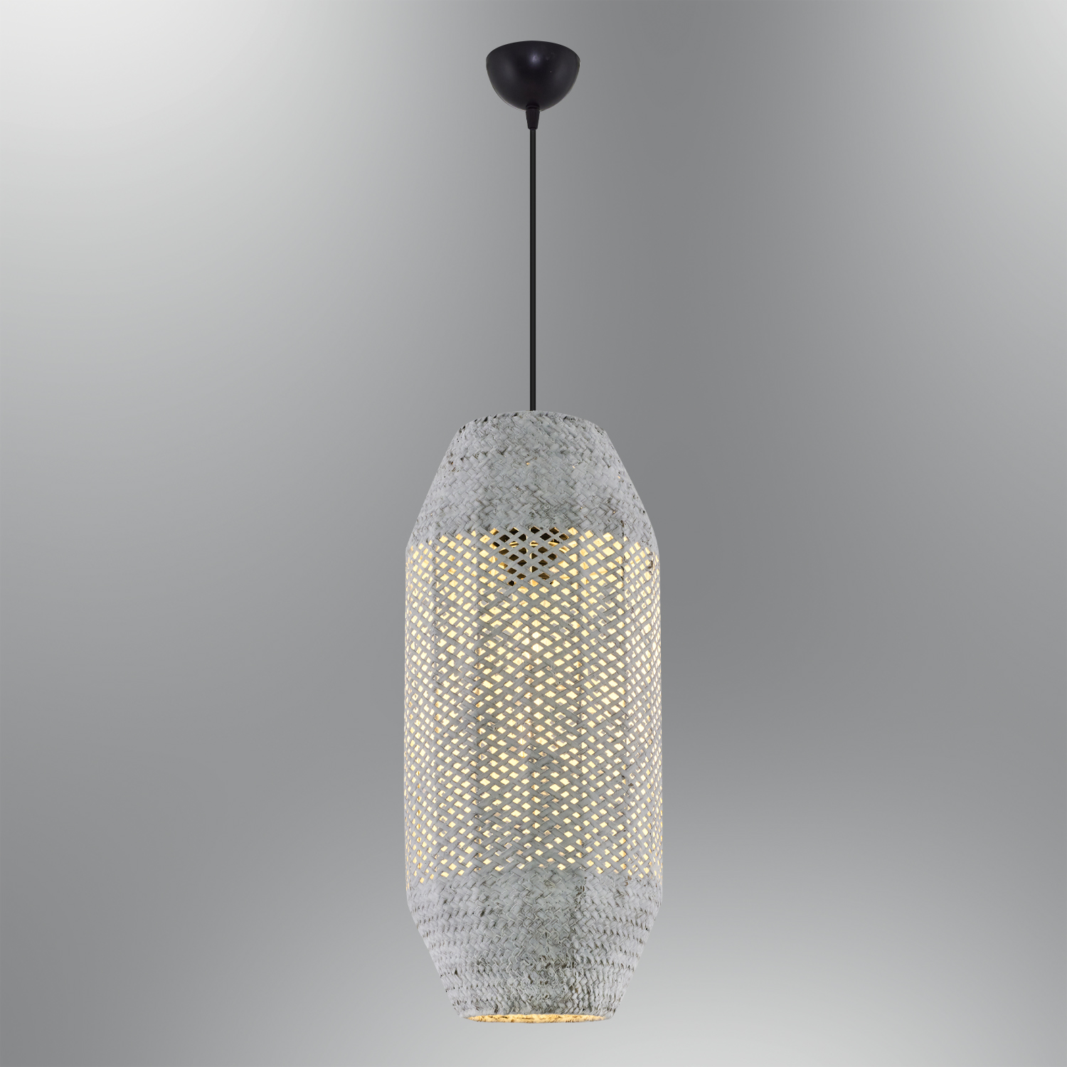 1 Bras Blanc-Cuivre Rotin Lustre 30x120 cm 1 Kollu Beyaz-Bakır Hasır Avize 30x120 cm