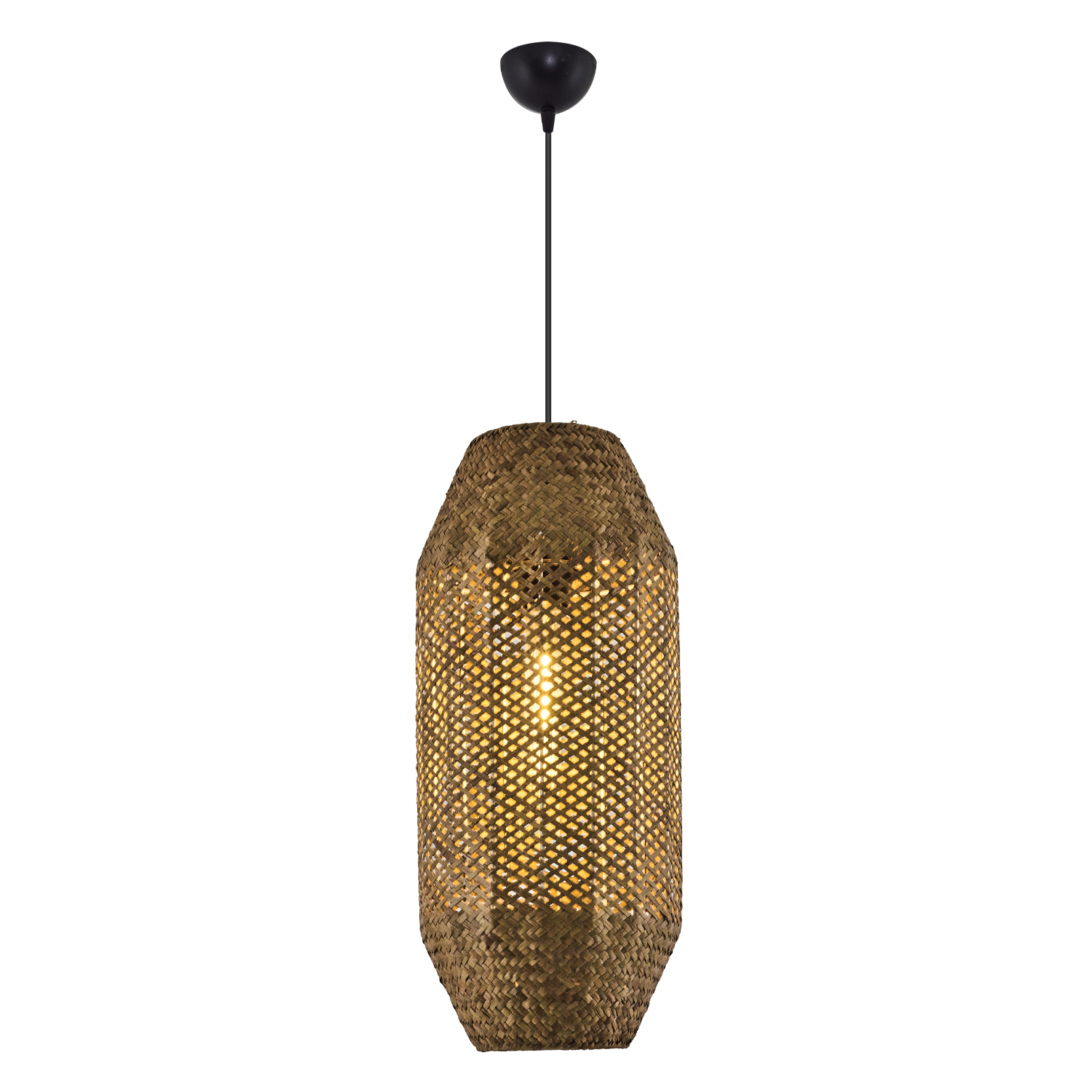 1 Kollu Beyaz-Bakır Hasır Avize 30x120 cm — görsel 5