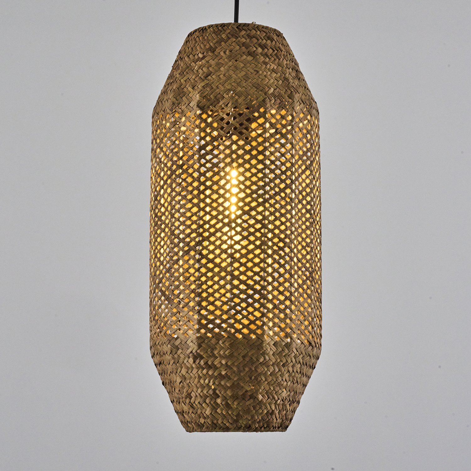 1 Kollu Beyaz-Bakır Hasır Avize 30x120 cm — görsel 6