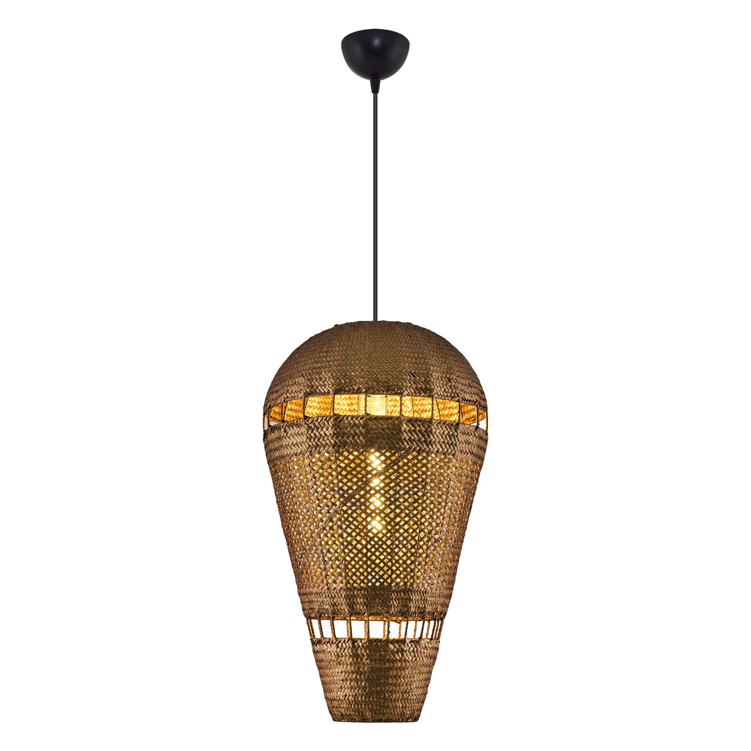 1 Kollu Beyaz-Naturel Hasır Avize 40x120 cm — görsel 7