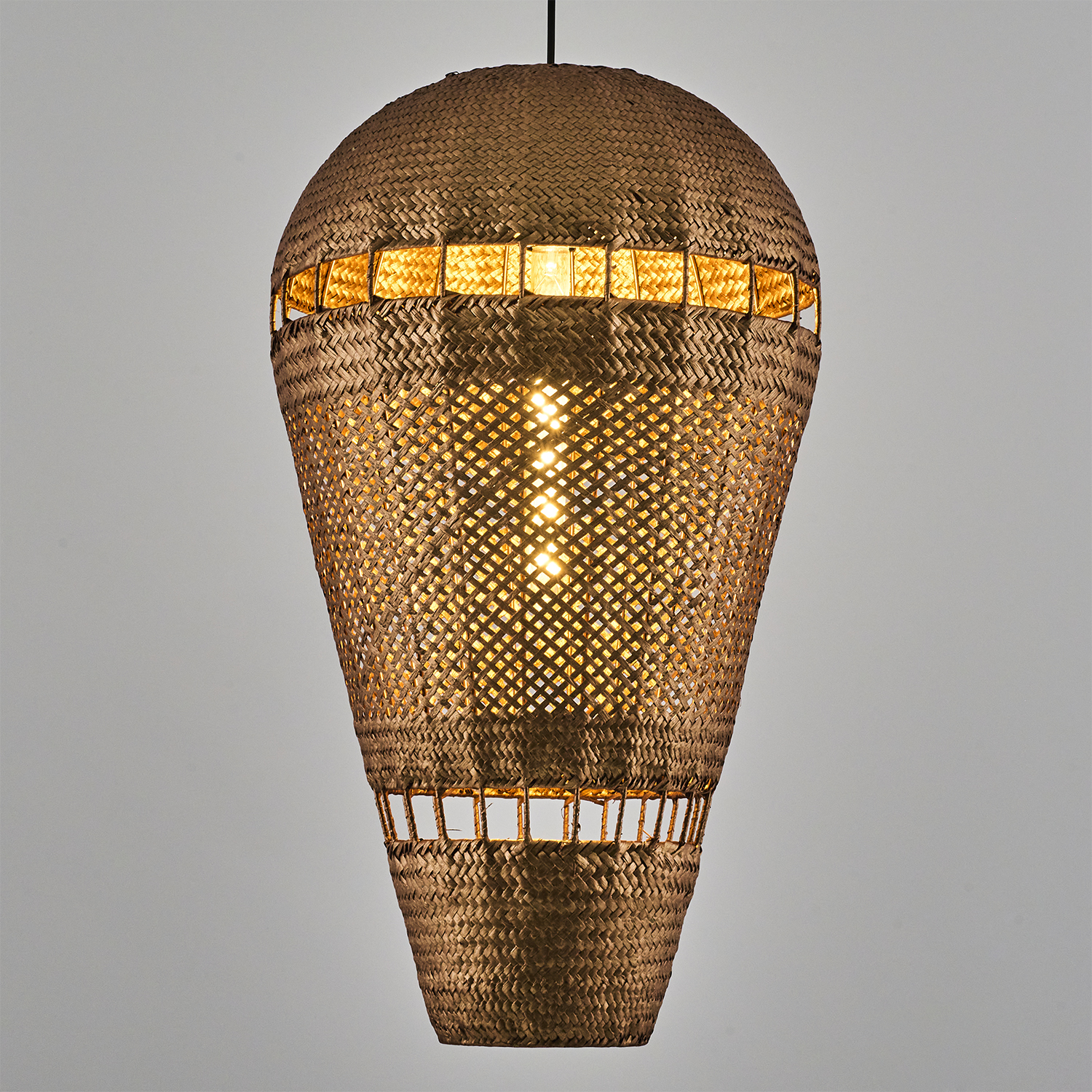 1 Kollu Beyaz-Naturel Hasır Avize 40x120 cm — görsel 8