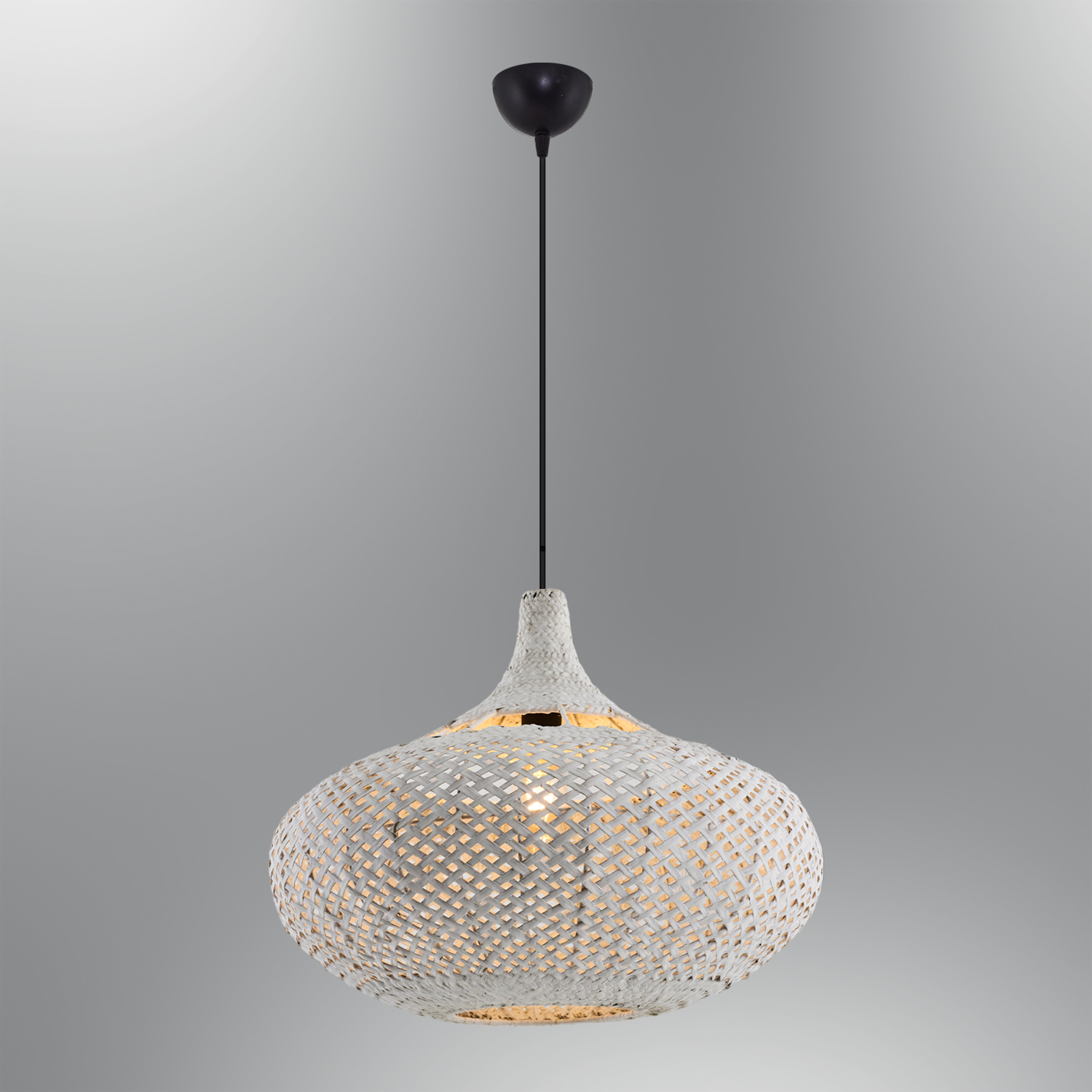 1 Bras Blanc Rotin Lustre 40x120 cm 1 Kollu Beyaz Hasır Avize 40x120 cm