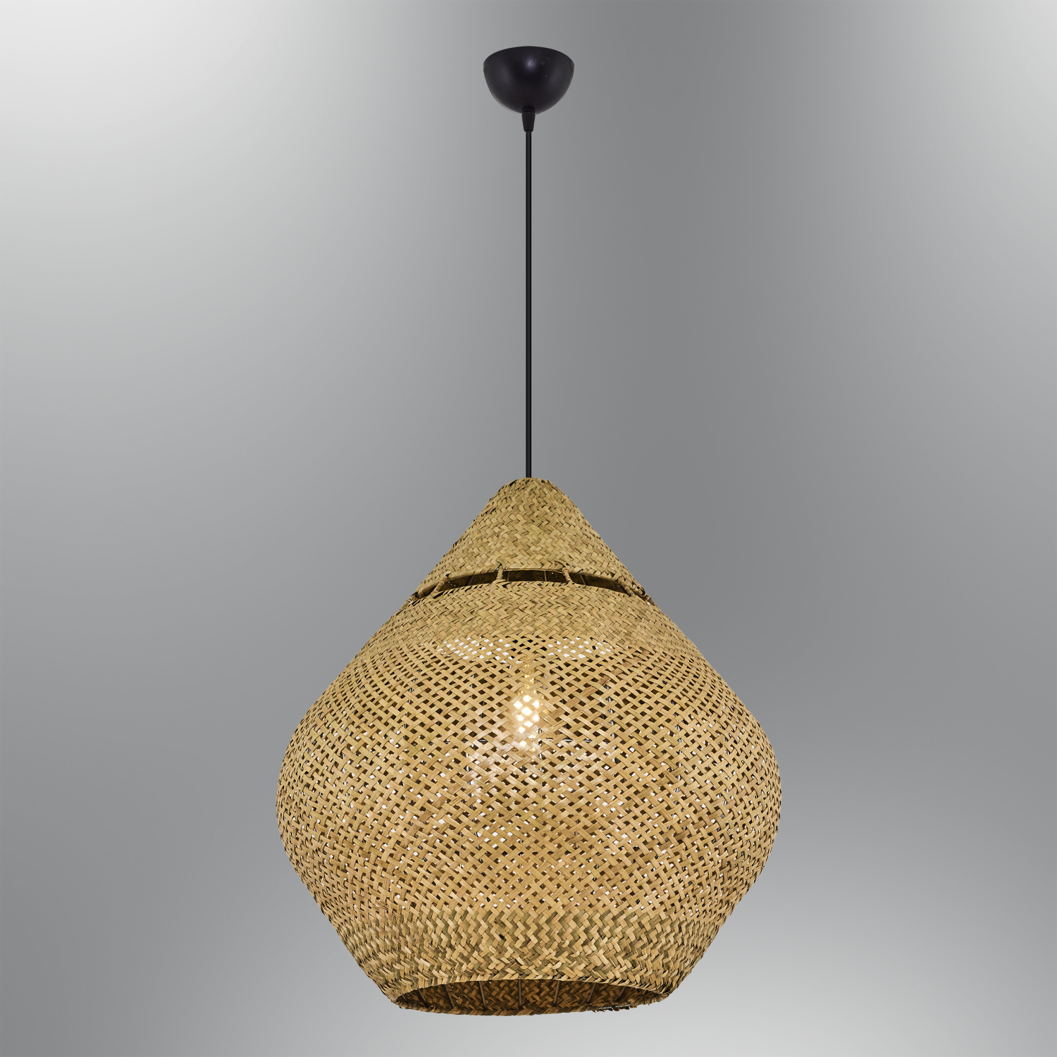 1 Рожковая Белая-Натуральная Плетёная Люстра 50x120 cm 1 Kollu Beyaz-Naturel Hasır Avize 50x120 cm