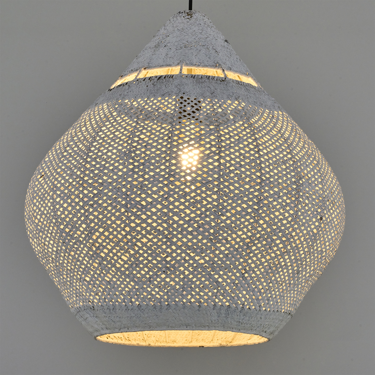 1 Kollu Beyaz-Naturel Hasır Avize 50x120 cm — görsel 3
