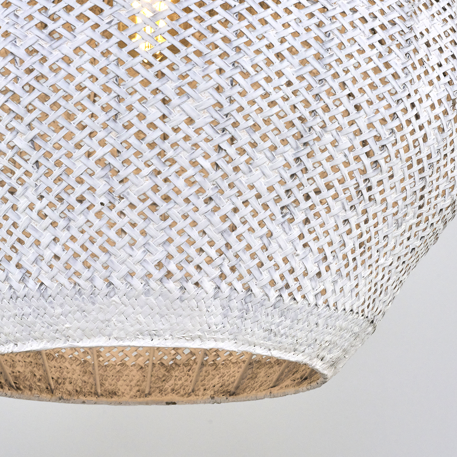 1 Kollu Beyaz-Naturel Hasır Avize 50x120 cm — görsel 4