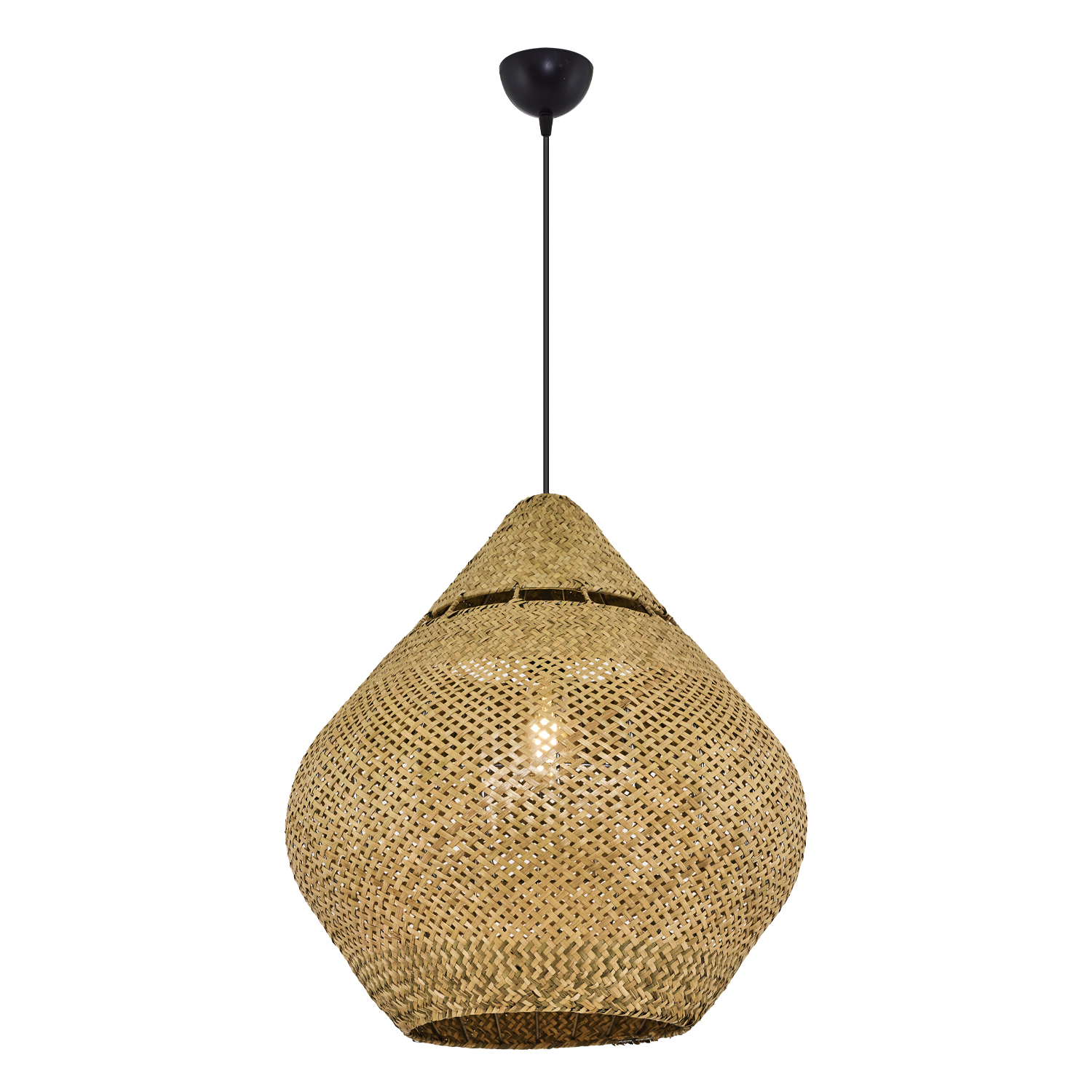 1 Kollu Beyaz-Naturel Hasır Avize 50x120 cm — görsel 5