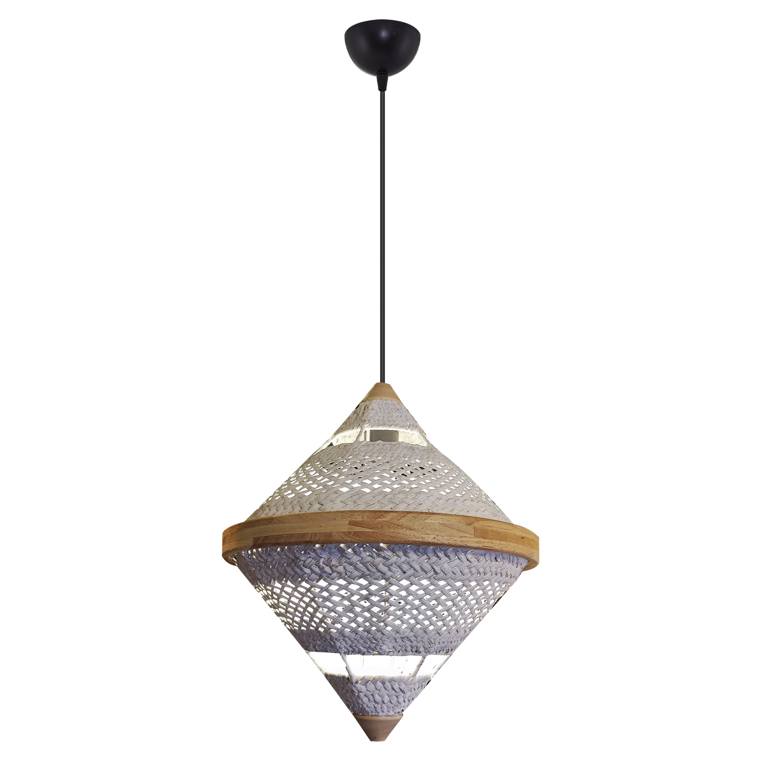 1 Kollu Beyaz-Bakır Hasır Avize 20x120 cm — görsel 2