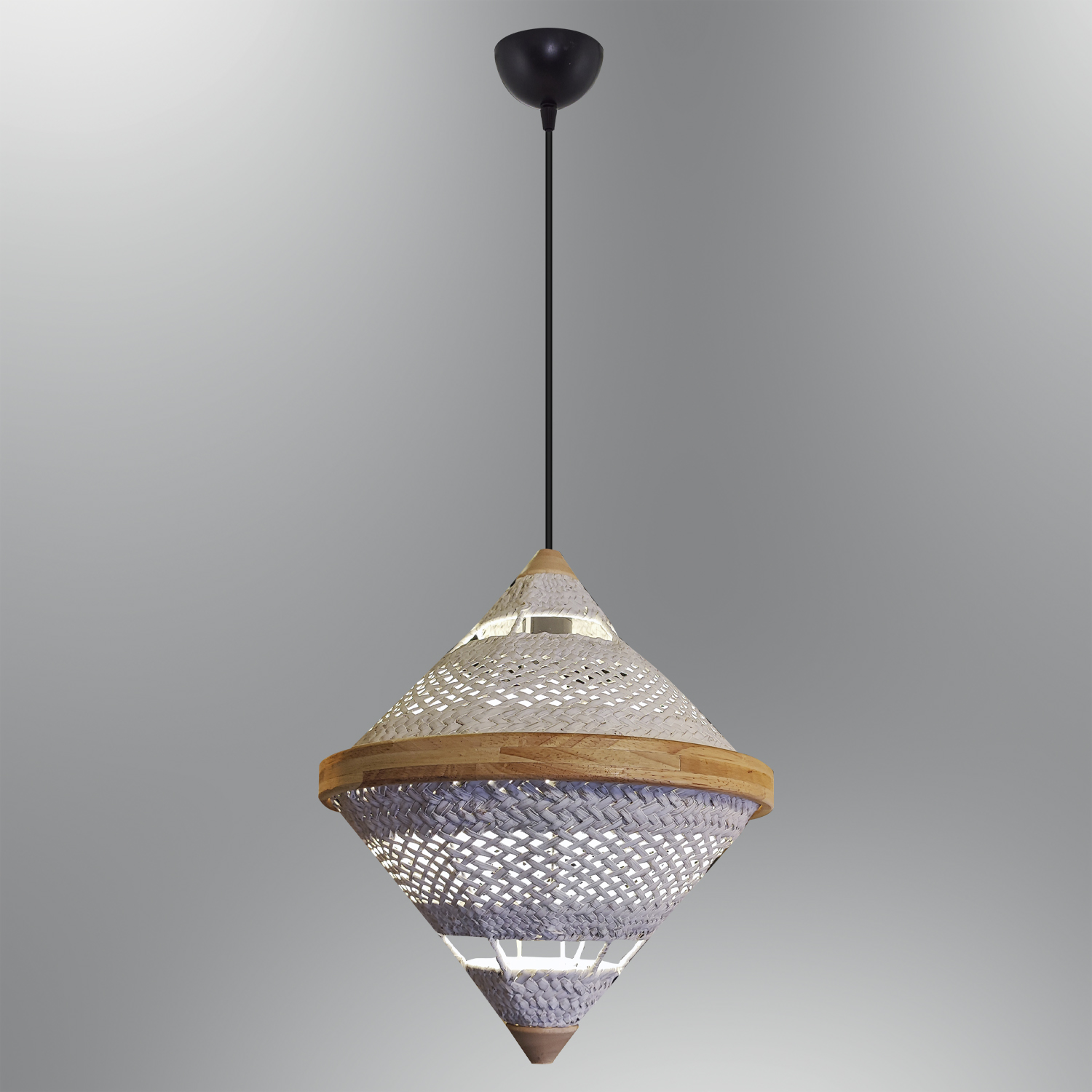 1 Kollu Beyaz-Bakır Hasır Avize 20x120 cm — görsel 8