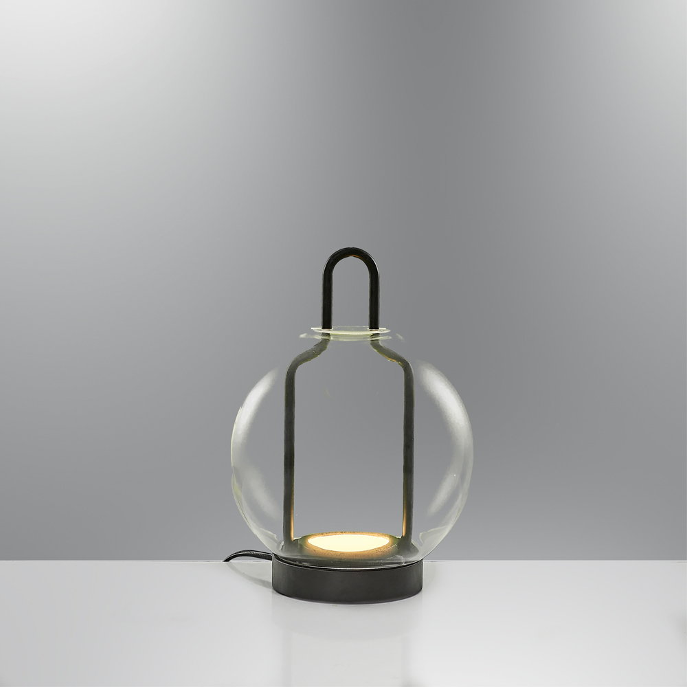 Sarı-Gri Cam LED Masa Lambası 18x27 cm Sarı-Gri Cam LED Masa Lambası 18x27 cm