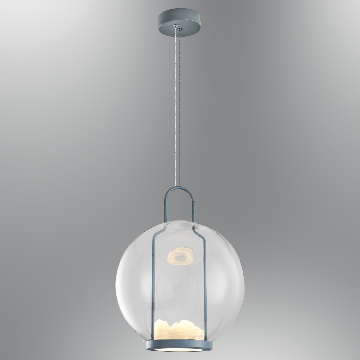 Grau Glas LED Kronleuchter 35x120 cm Gri Cam LED Avize 35x120 cm