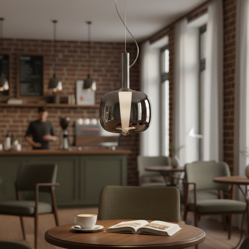 Krom-Sarı Cam LED Avize 28x120 cm — görsel 8