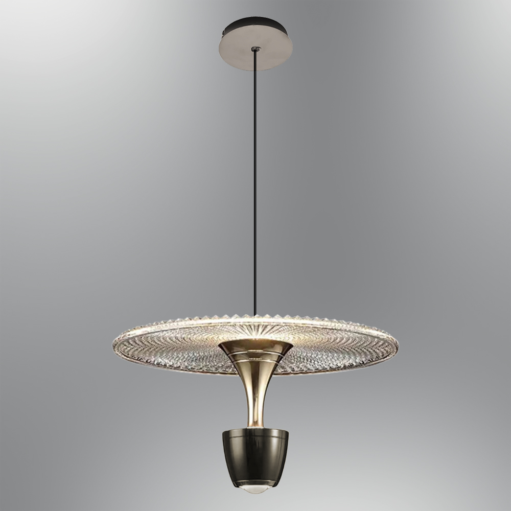 Gold-Platinum Acrylic LED Chandelier 29x120 cm Sarı-Platin Akrilik LED Avize 29x120 cm
