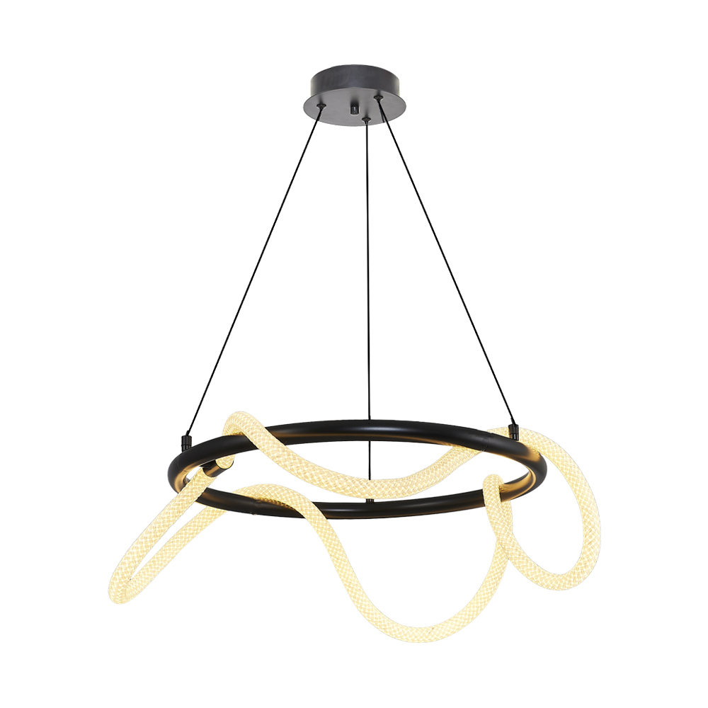 Siyah-Eskitme Akrilik LED Avize 66x120 cm — görsel 2