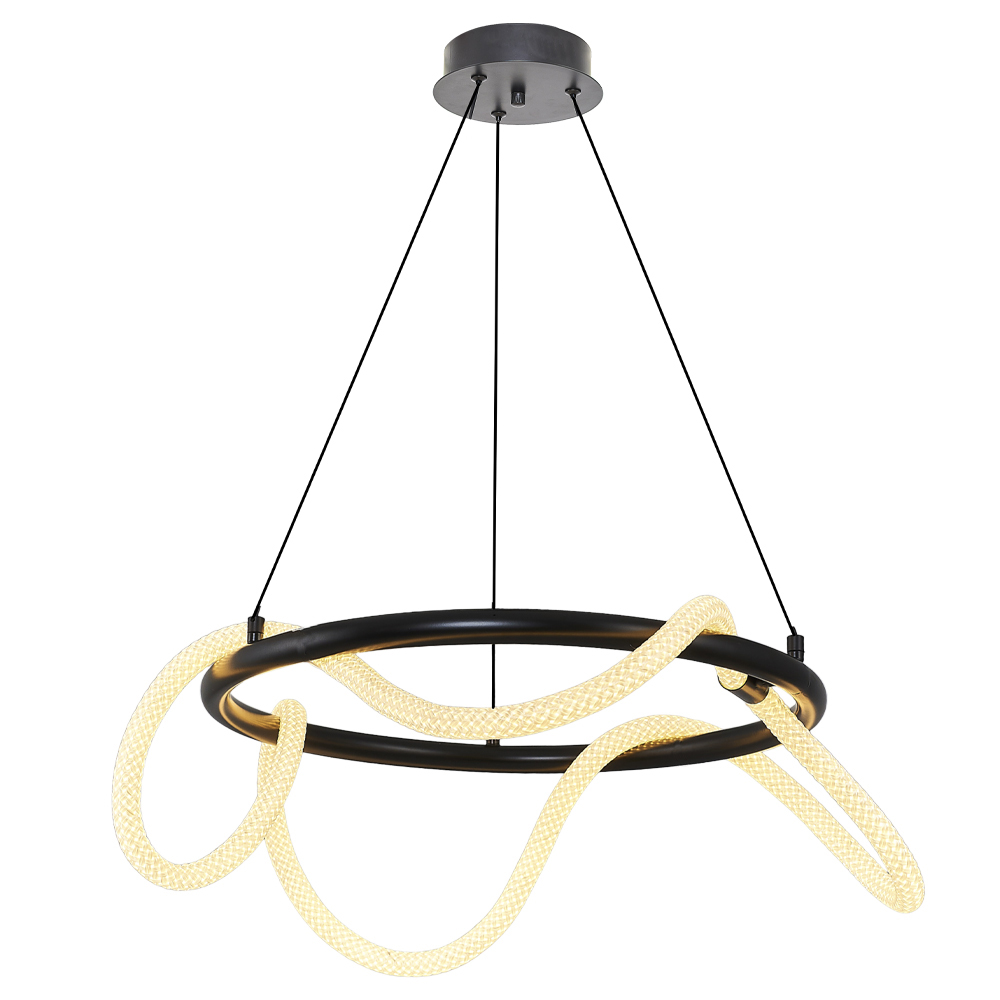 Siyah-Eskitme Akrilik LED Avize 76x120 cm — görsel 2