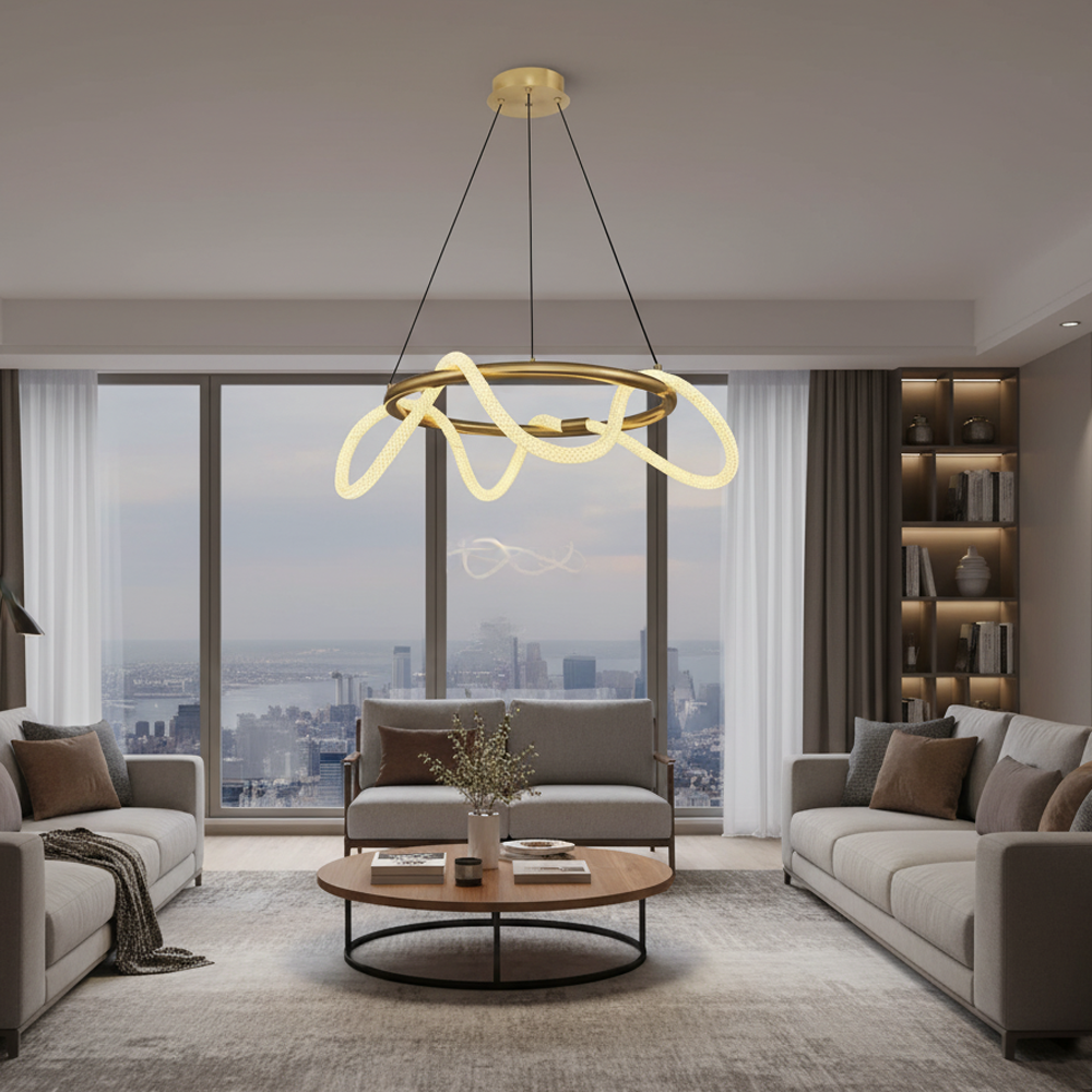 Siyah-Eskitme Akrilik LED Avize 76x120 cm — görsel 8