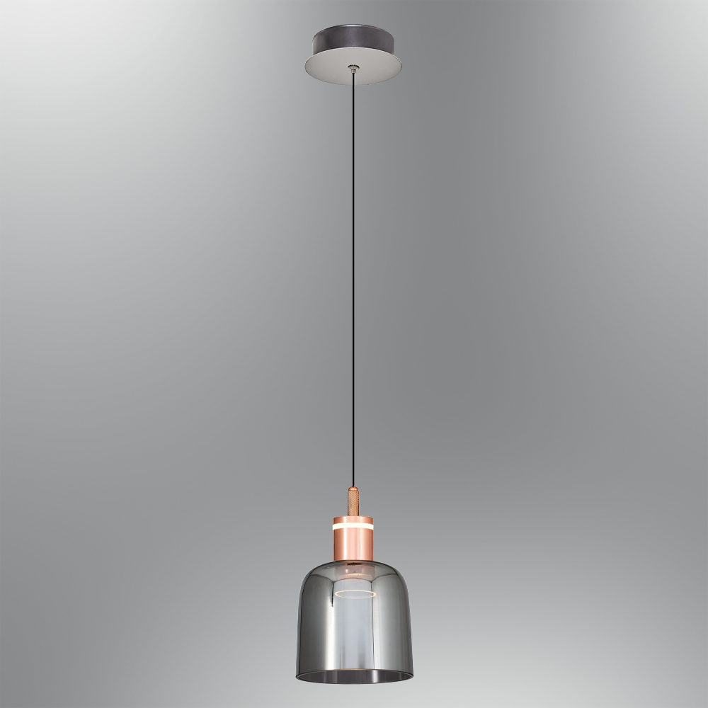 Ambre-Gris Verre LED Lustre 14x120 cm (6w) Amber-Gri Cam LED Avize 14x120 cm (6w)