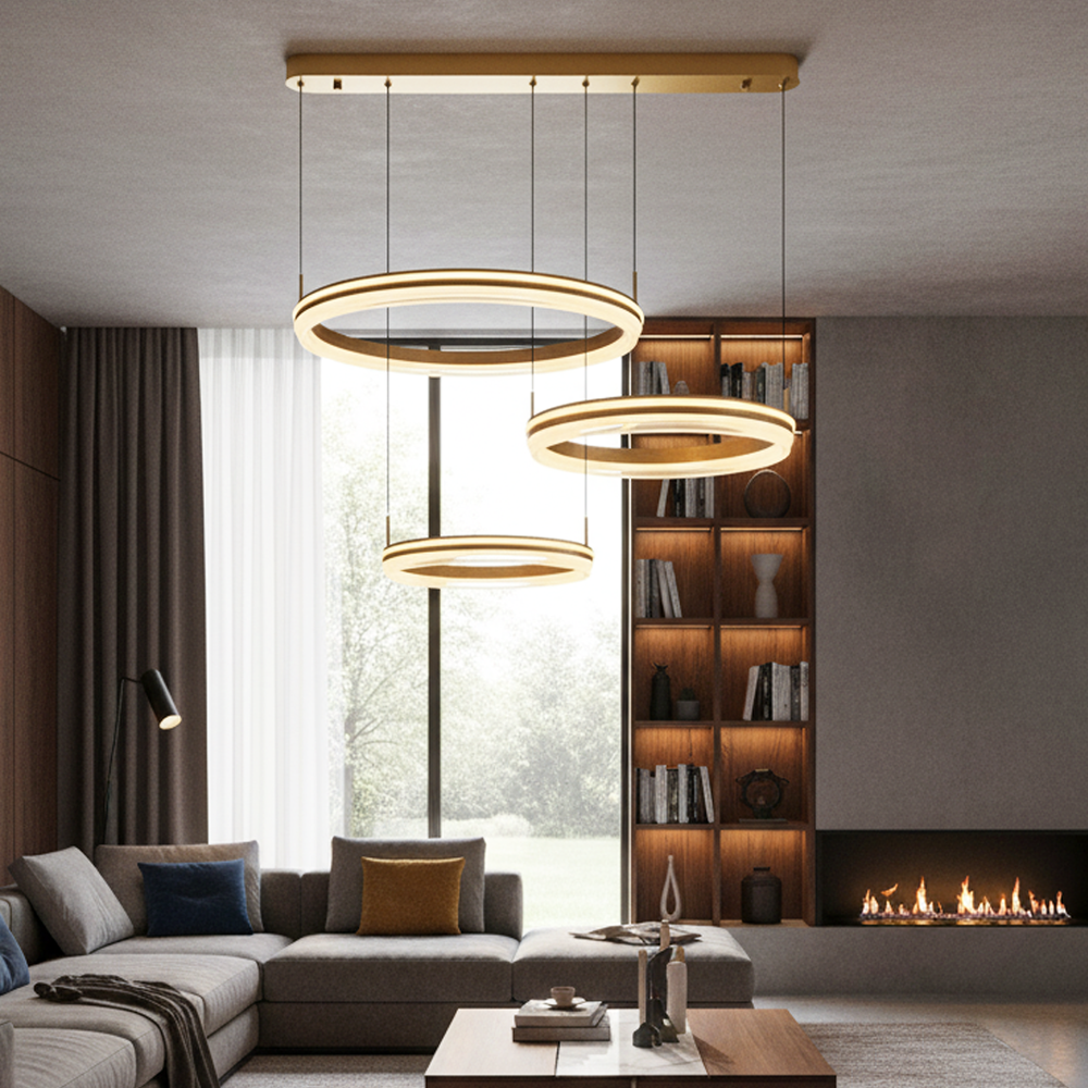 Sarı-Kahve Akrilik LED Avize 75x120 cm — görsel 4