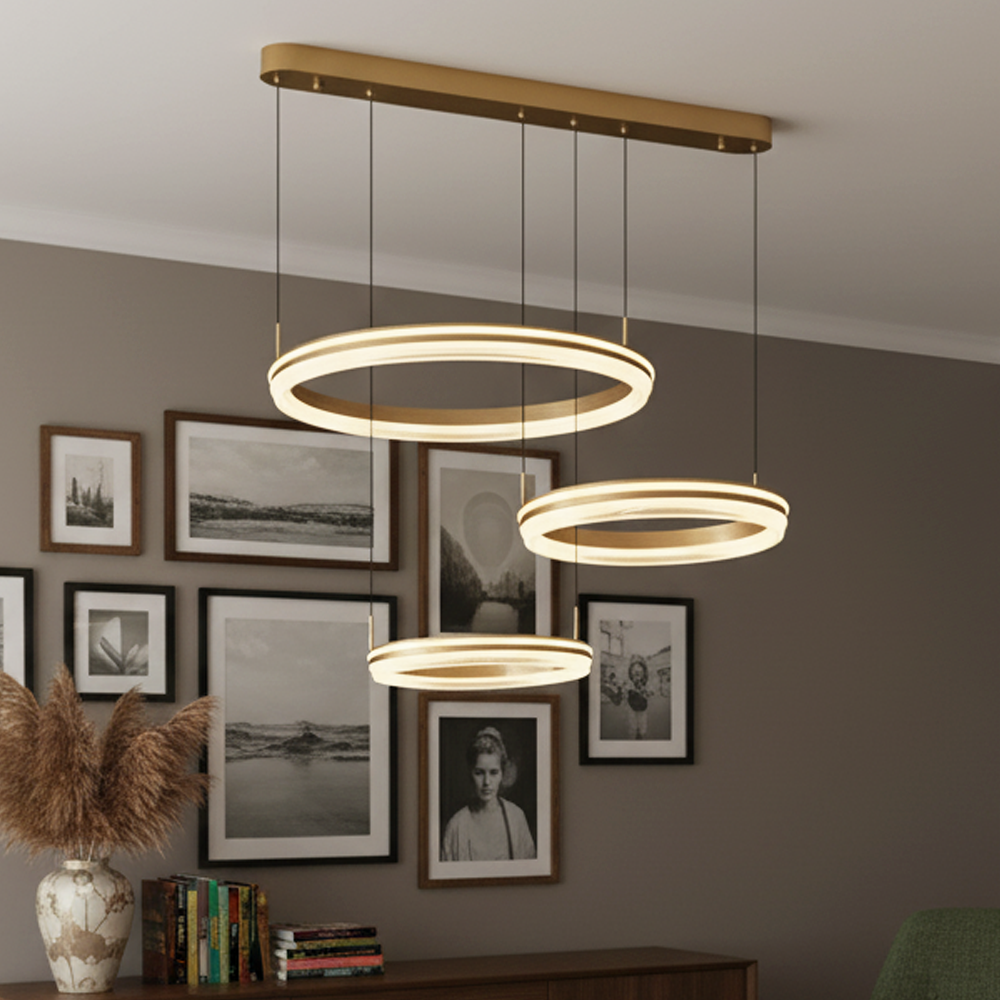 Sarı-Kahve Akrilik LED Avize 75x120 cm — görsel 5