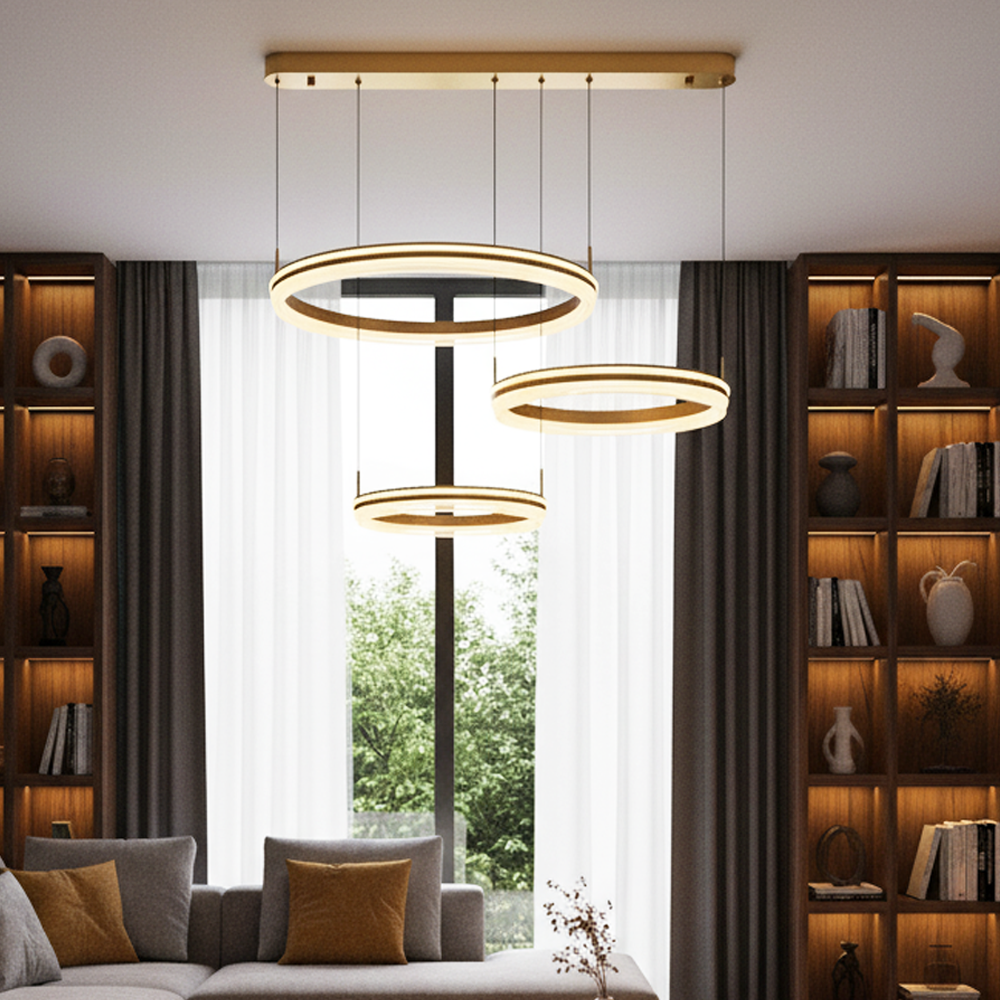 Sarı-Kahve Akrilik LED Avize 75x120 cm — görsel 6