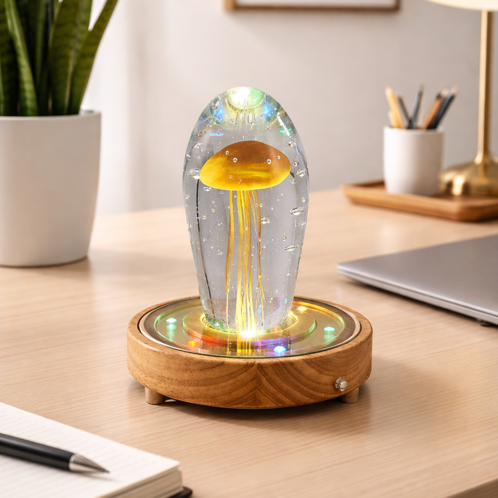 Gül-Meşe Cam LED Masa Lambası 20x24 cm — görsel 6