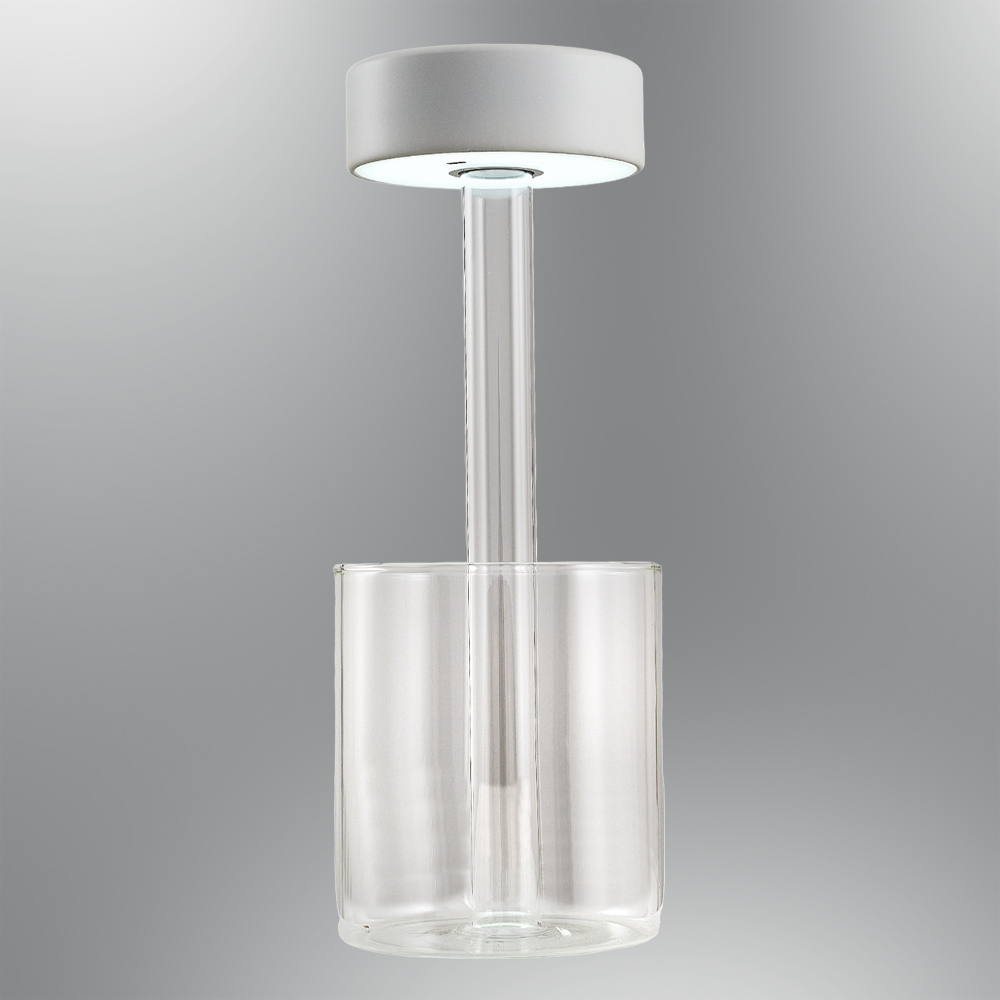 Beyaz-Sarı Cam LED Masa Lambası 13x35 cm — görsel 7