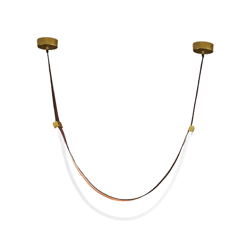 Kahve-Turuncu Deri LED Avize 70x89 cm — görsel 3