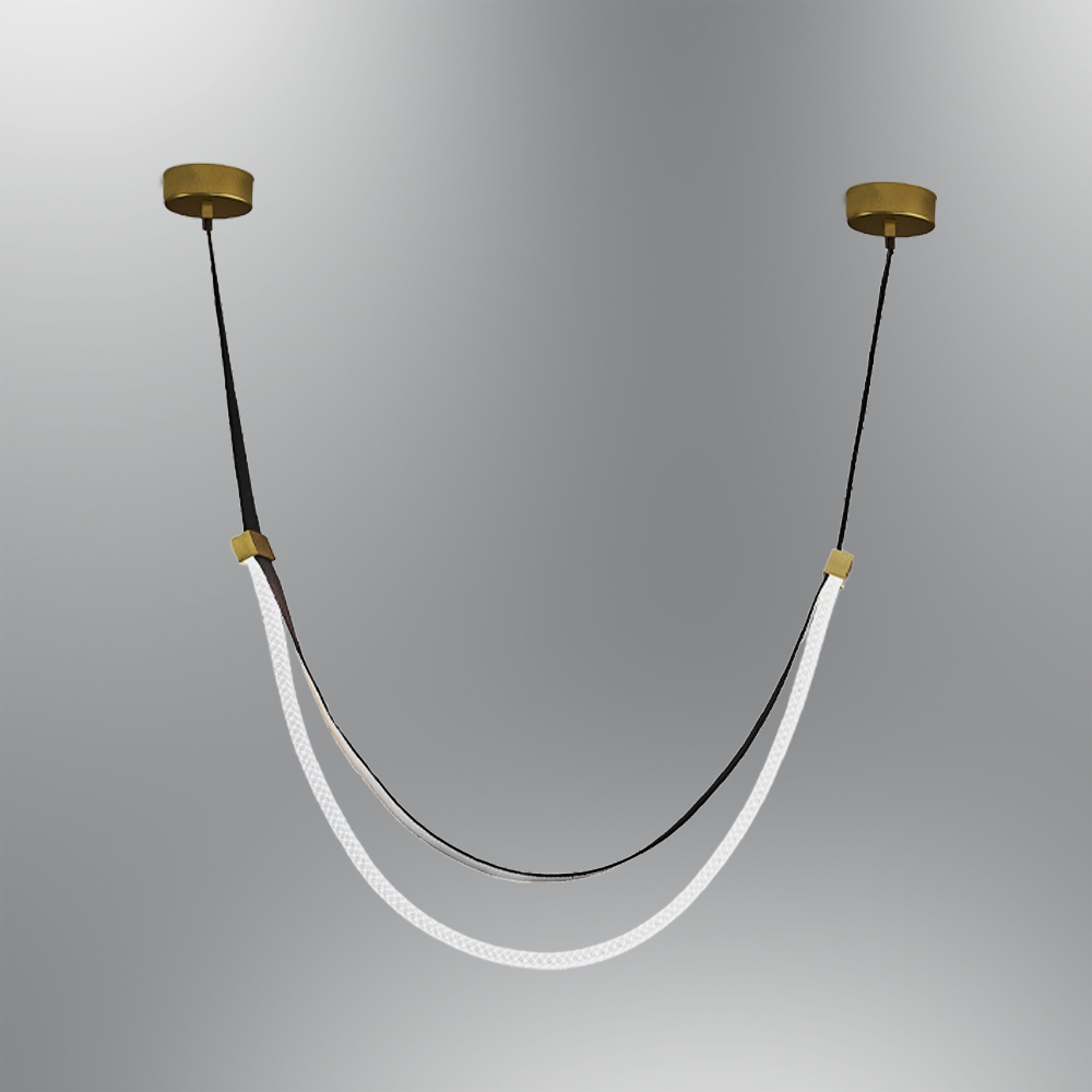 Kahve-Turuncu Deri LED Avize 70x89 cm — görsel 4