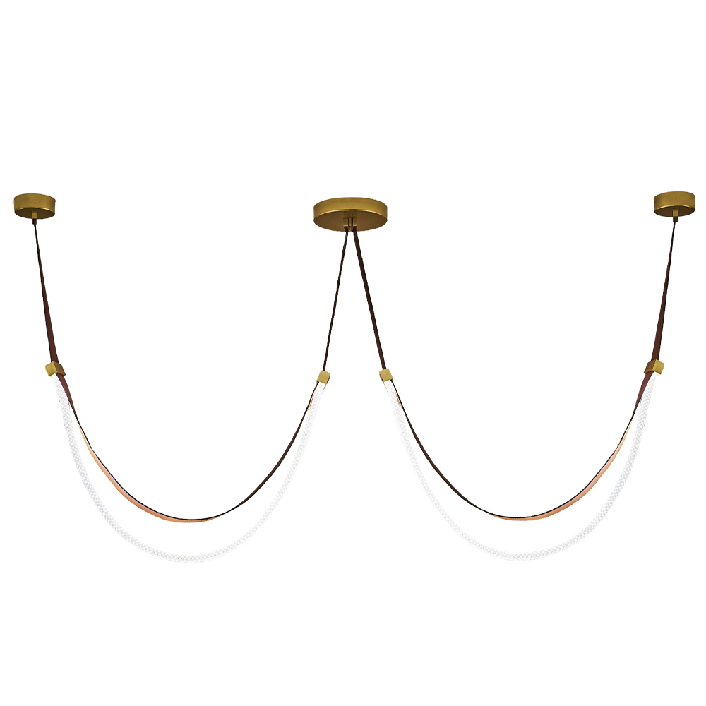 Kahve-Turuncu Deri LED Avize 145x89 cm — görsel 3
