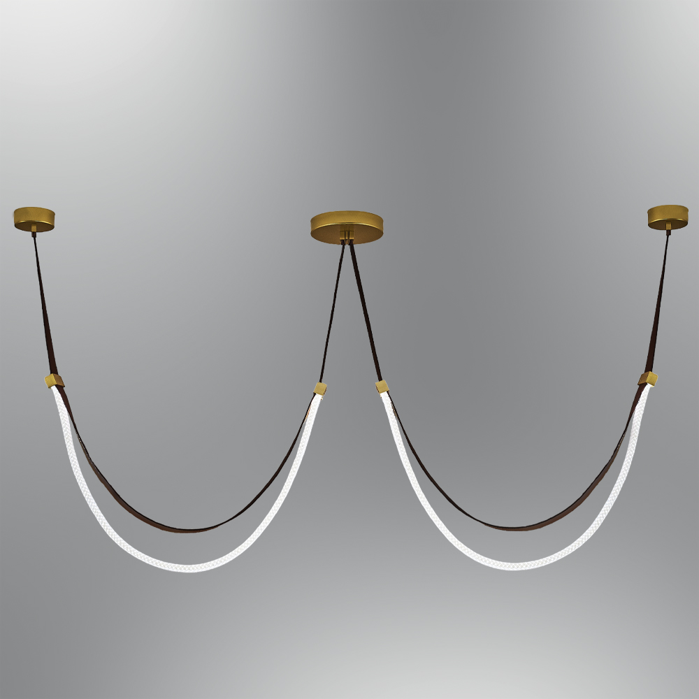 Kahve-Turuncu Deri LED Avize 145x89 cm — görsel 4