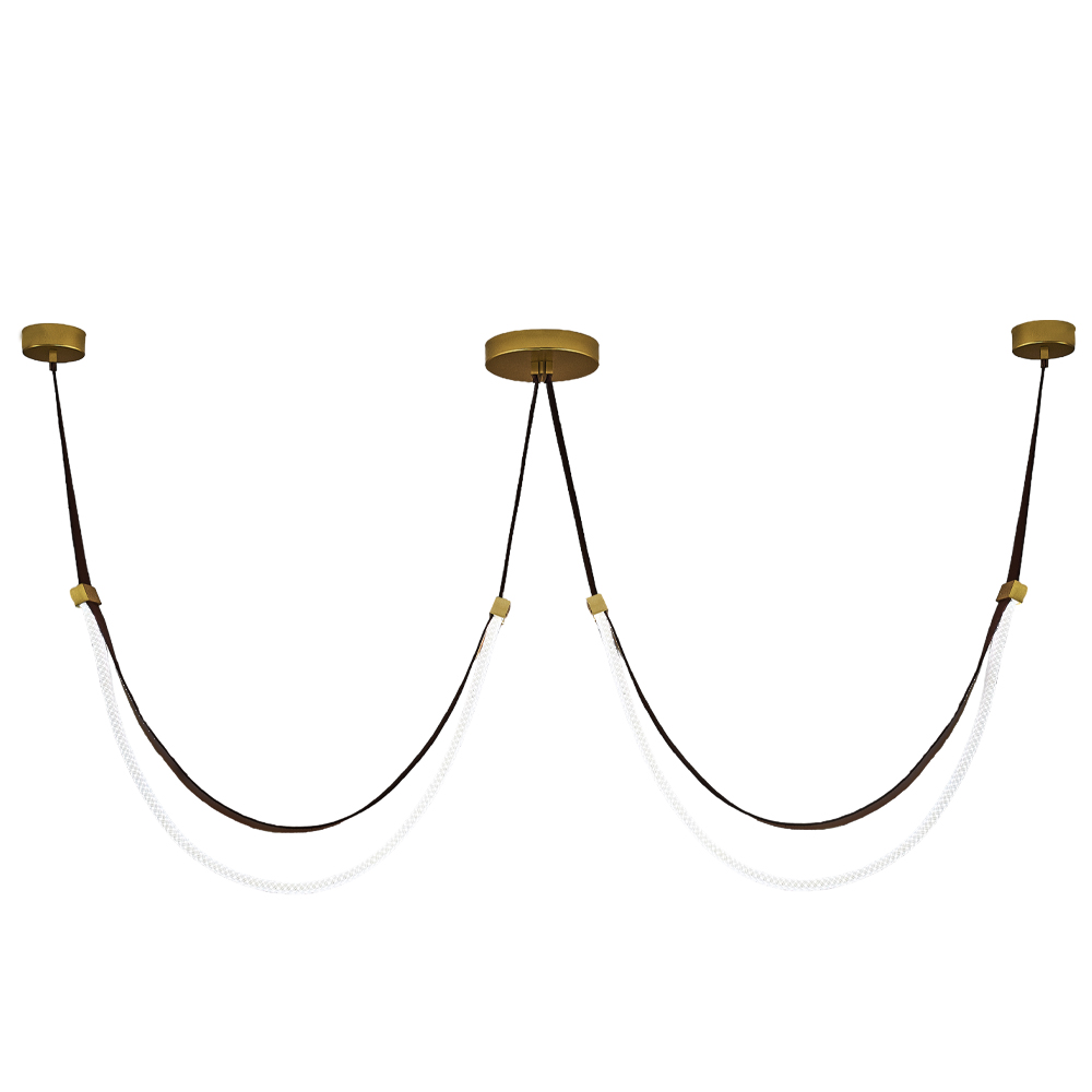 Kahve-Turuncu Deri LED Avize 145x89 cm — görsel 5