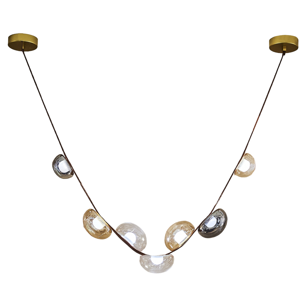 Kahve-Turuncu Cam LED Avize 90x90 cm Kahve-Turuncu Cam LED Avize 90x90 cm