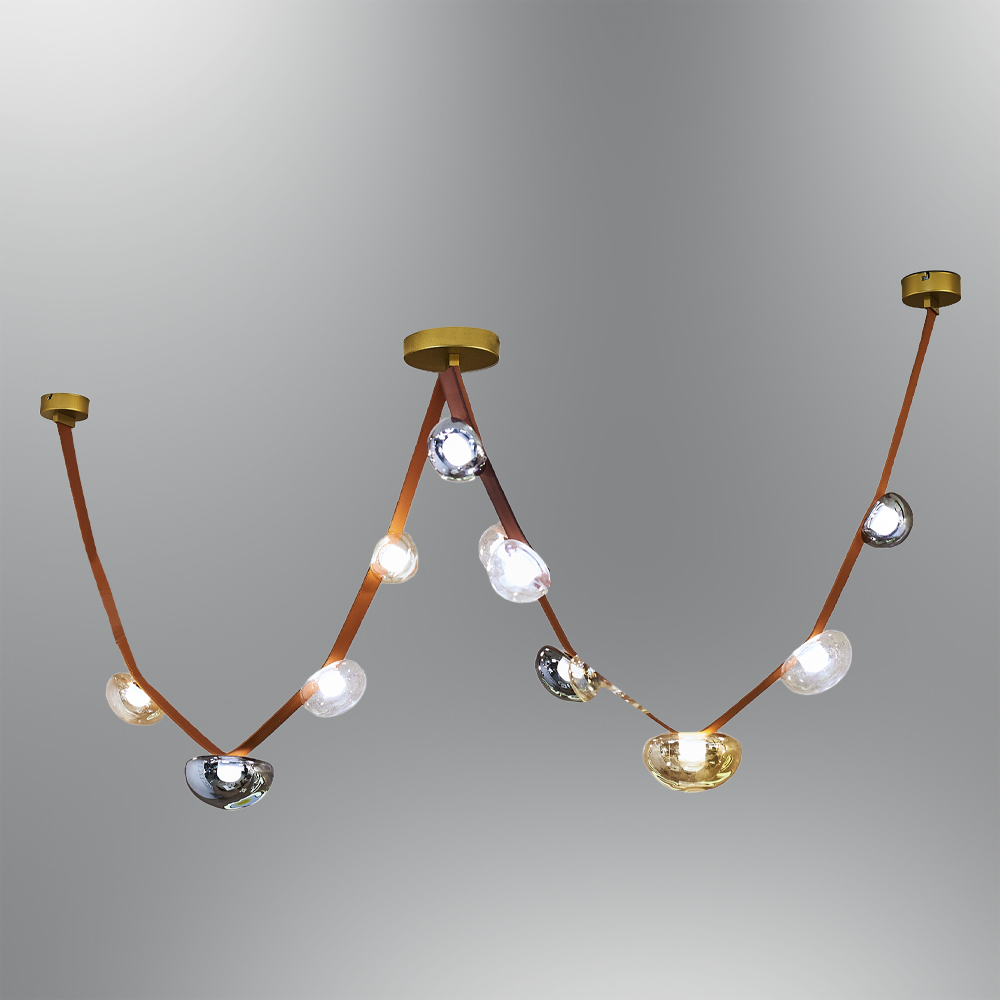 Коричневая-Оранжевая Стекло LED Люстра 145x89 cm Kahve-Turuncu Cam LED Avize 145x89 cm