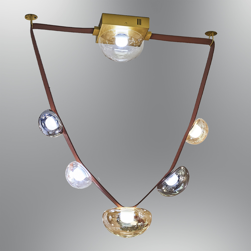 Kahve-Turuncu Cam LED Avize 60x80 cm Kahve-Turuncu Cam LED Avize 60x80 cm
