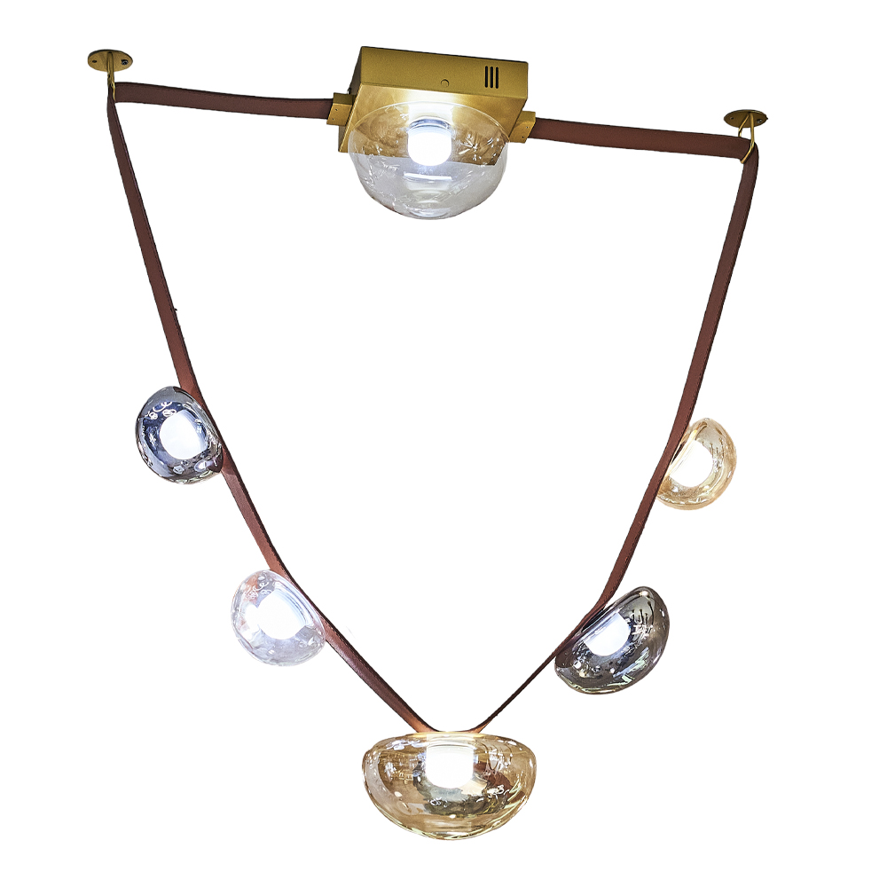 Kahve-Turuncu Cam LED Avize 60x80 cm — görsel 2