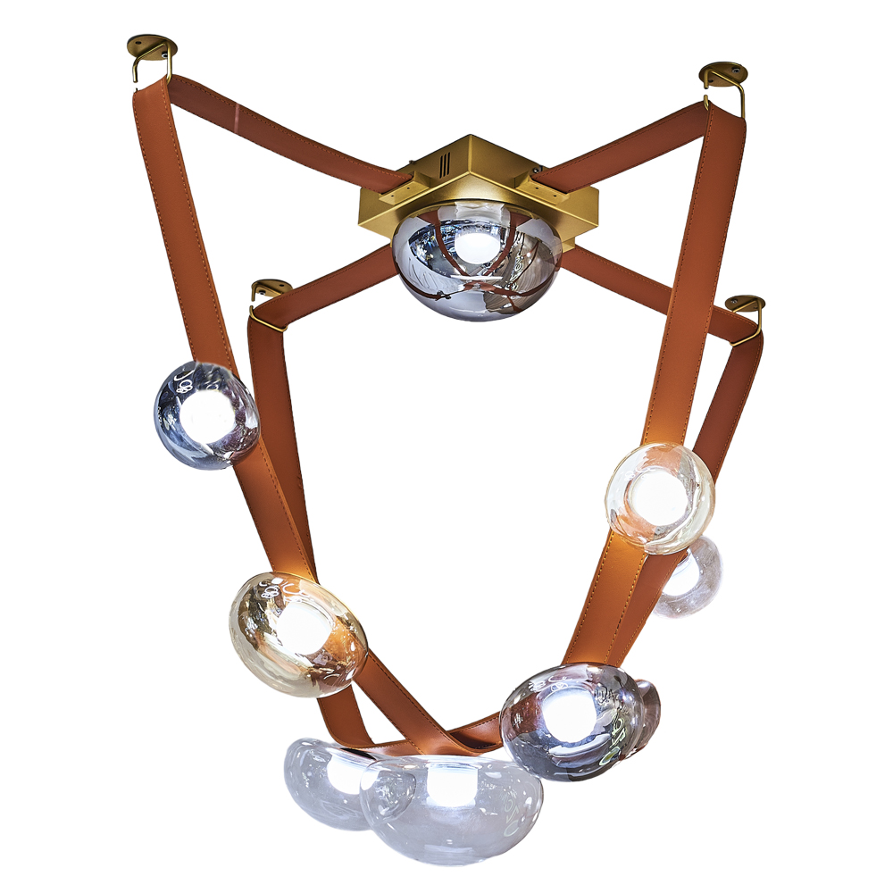Kahve-Turuncu Cam LED Avize 70x74 cm — görsel 2