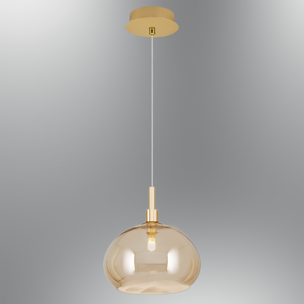 1 Kollu Amber-Gri Cam Avize 22x120 cm 1 Kollu Amber-Gri Cam Avize 22x120 cm