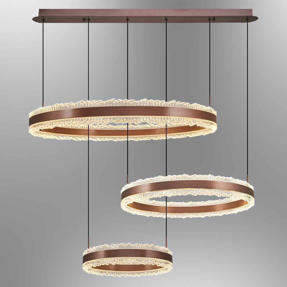 Sarı-Kahve Akrilik LED Avize 100x120 cm — görsel 4