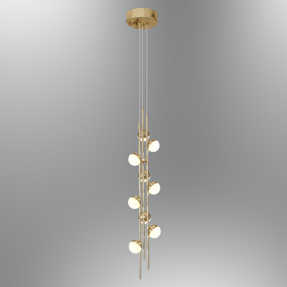 Gold-Platinum Acrylic LED Chandelier 12x120 cm Sarı-Platin Akrilik LED Avize 12x120 cm