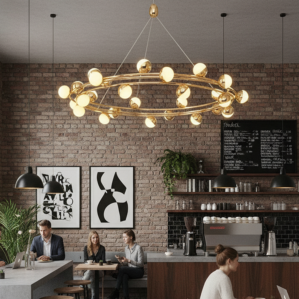 Sarı-Platin Akrilik LED Avize 77x150 cm — görsel 8