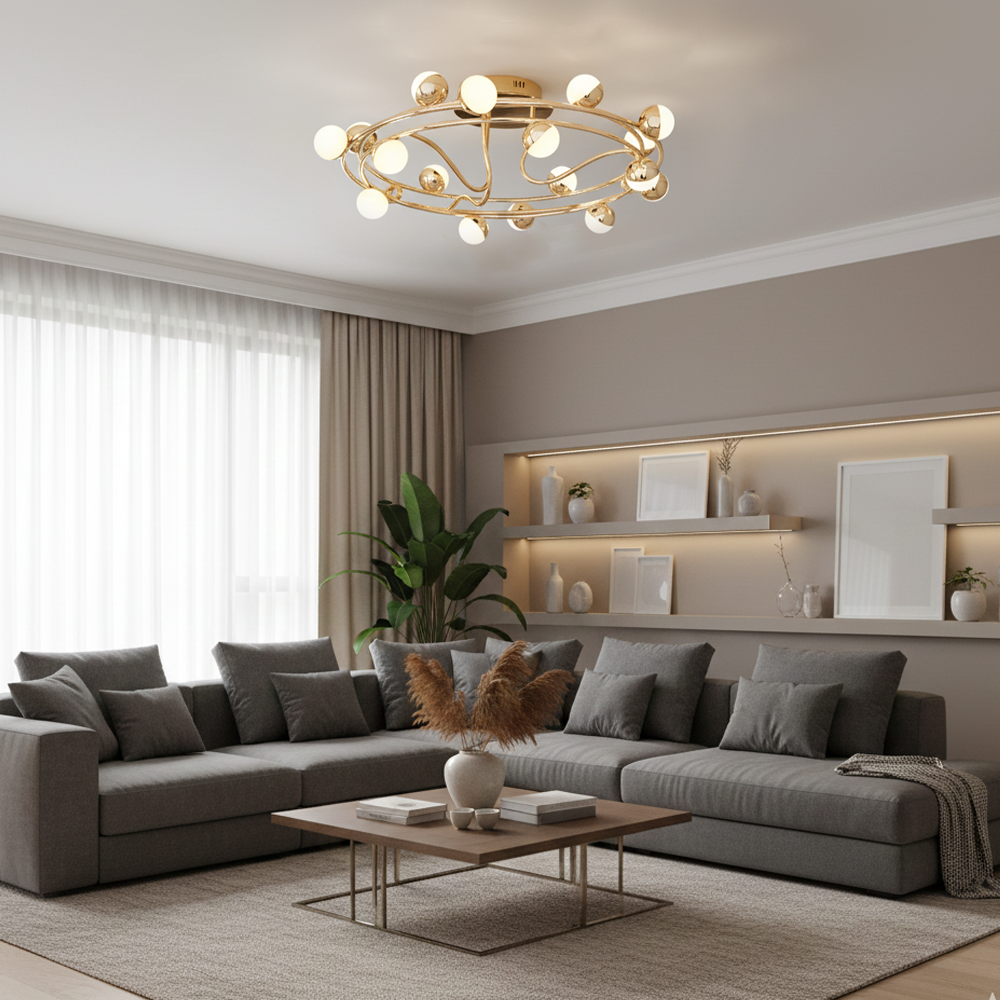 Sarı-Platin Akrilik LED Plafonyer 58x20 cm — görsel 6